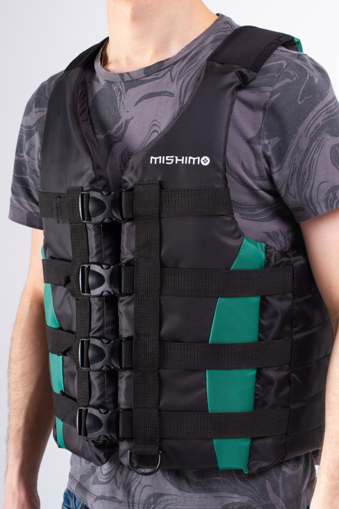 Жилет спасательный MISHIMO PRO Премиум качества Черно-зеленый в Набережных Челнах