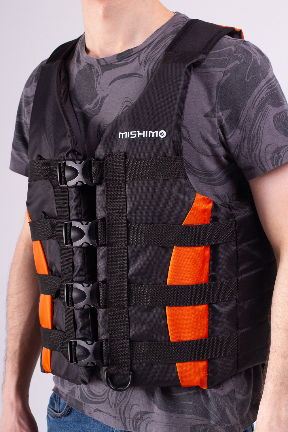Жилет спасательный MISHIMO PRO Премиум качества Черно-оранжевый в Набережных Челнах
